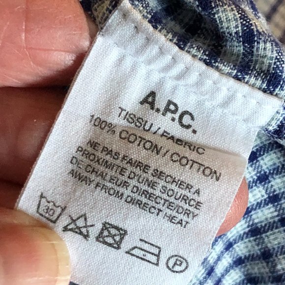 A.P.C. Rue Madame Paris Check Button Front Shirt - Picture 9 of 10